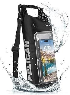 Pelican Marine IP68 Waterproof Dry Bag 2L - Roll Top Waterproof Backpack w/Phone Case/Pouch - Boating & Kayak Accessories - Essentials for Camping Swimming Beach Fishing Rafting Travel - Black product image