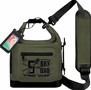 Dry Bag Waterproof,5L/10L/20L/30L Roll Top Dry Bag Backpack with WaterProof Phone Case for Swim,Kayak(Army Green 5L) product image