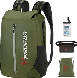 Piscifun Dry Bag Waterproof, Lightweight Dry Backpack Roll-Top Sealed with Waist Pouch and Phone Case Keeps Gear Dry Inside for Kayaking, Boating 10L 20L 30L product image