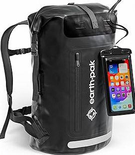 Earth Pak Waterproof Backpack - Heavy Duty Hiking Backpack - Roll-Top Closure Bag - Cushioned Dry Bag Waterproof Phone Case product image