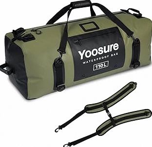 Waterproof Duffel Bag 110L - Marine Dry Bag with 700D PVC & Airtight Zipper, Extra Large Duffle Bag for Camping, Rafting, Kayaking, Boating, Car Roof Storage (Green) product image