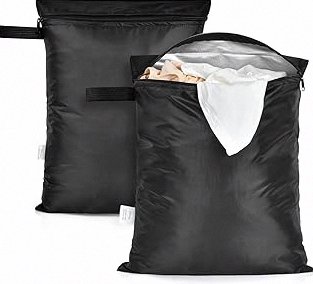 OTraki 12x16 inch Wet Bag 2Pcs Waterproof Swim Bag for Wet Clothes Small Swimsuit Dirty Clothes Laundry Bag Travel Machine Washable for Gym Beach Pool Drying Do Not Exceed 176℉ Black product image
